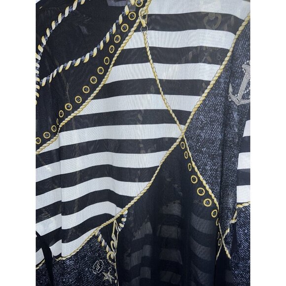 ST JOHN SPORT Nautical Print Mesh Mock Neck Long Sleeve Top Sz XL - Picture 14 of 16